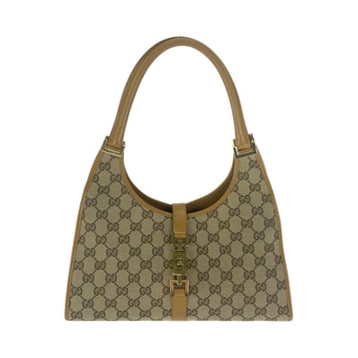 美品 GUCCI グッチ ジャッキー ベージュ ライトブラウン ゴールド金具 GGキャンバス レザー/ ショルダーバッグ ハンドバッグ 601722 【中古】