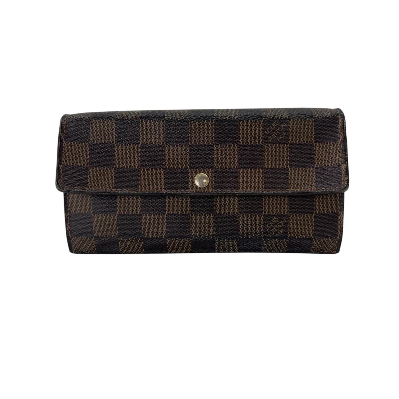 LOUIS VUITTON ルイ・ヴィトン ポルトフォイユサラ N61734 長財布 ダミエキャンバス ブラウン レディース【中古】