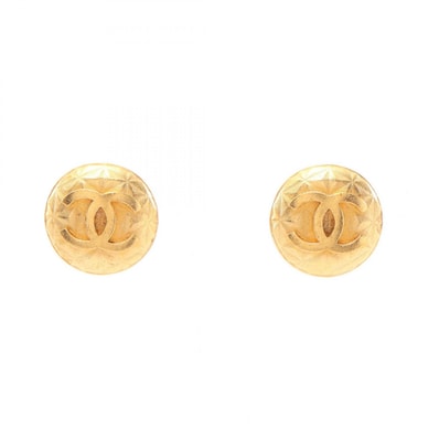 シャネル CHANEL ココマーク 格子 ラウンド イヤリング ジュエリー GP(ゴールドメッキ) レディース ゴールド系 【中古】