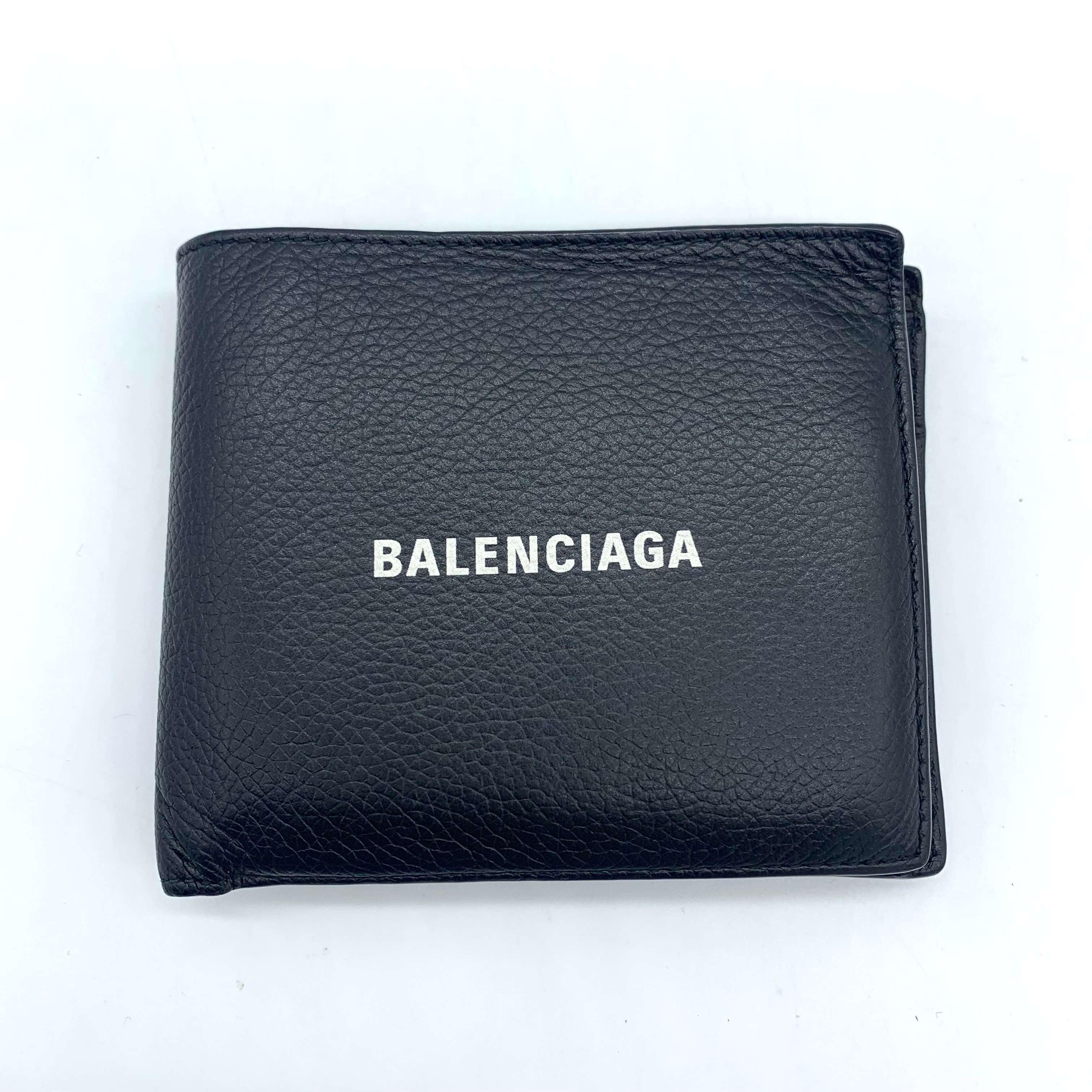 Balenciaga Black and White Cash Square Folded Wallet