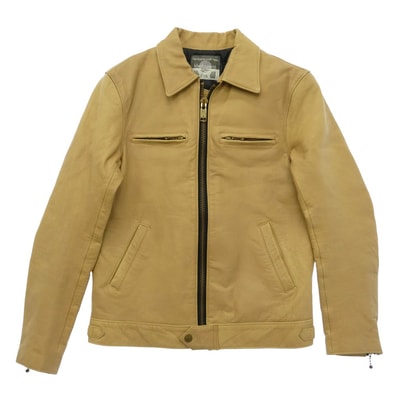 blackmeans ブラックミーンズ 945-70TJ58-5 牛革 カウレザー ジップアップ シングルライダース ジャケット ベージュ系 3【中古】