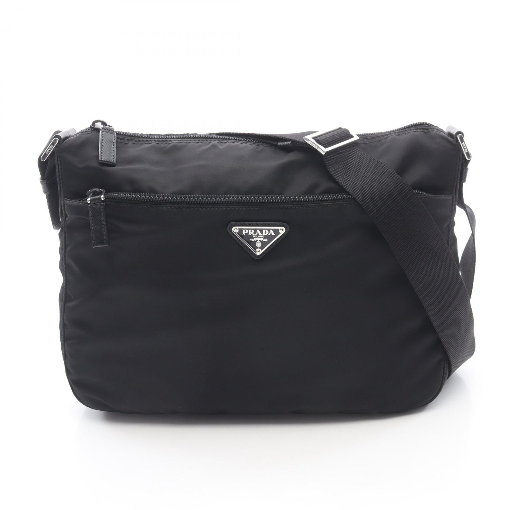 プラダ PRADA VELA ショルダーバッグ バッグ ナイロン サフィアーノレザー レディース ブラック系 【中古】