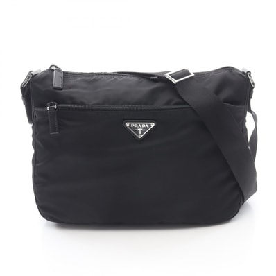 プラダ PRADA VELA ショルダーバッグ バッグ ナイロン サフィアーノレザー レディース ブラック系 【中古】