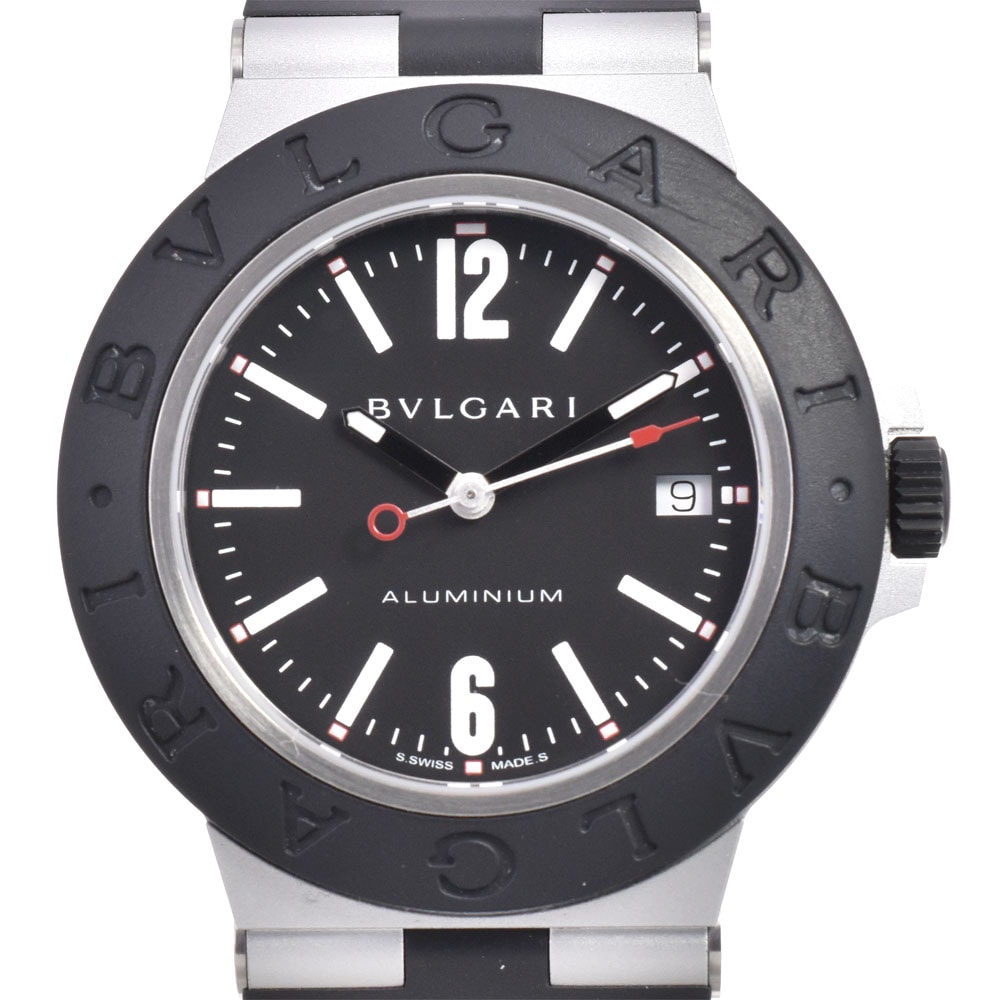 ブルガリ BVLGARI BB40BATRSNL アルミニウム デイト ブラック 自動巻き メンズ 美品 内箱・保証書付き D#147333