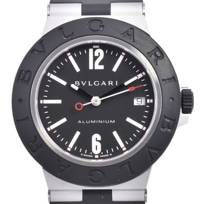 ブルガリ BVLGARI BB40BATRSNL アルミニウム デイト ブラック 自動巻き メンズ 美品 内箱・保証書付き D#147333