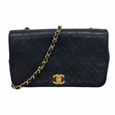 【6ie7283】シャネル ショルダーバッグ マトラッセ チェーンショルダー ラムスキン ブラック ゴールド金具【中古】レディース