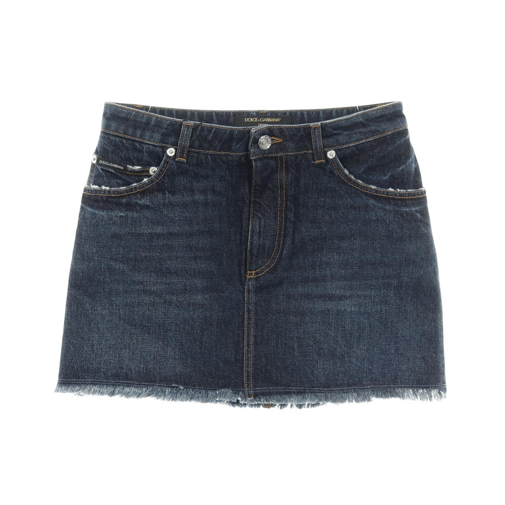ドルチェアンドガッバーナ DOLCE & GABBANA スカート 衣料品 ボトムス コットン レディース ネイビー系 【中古】