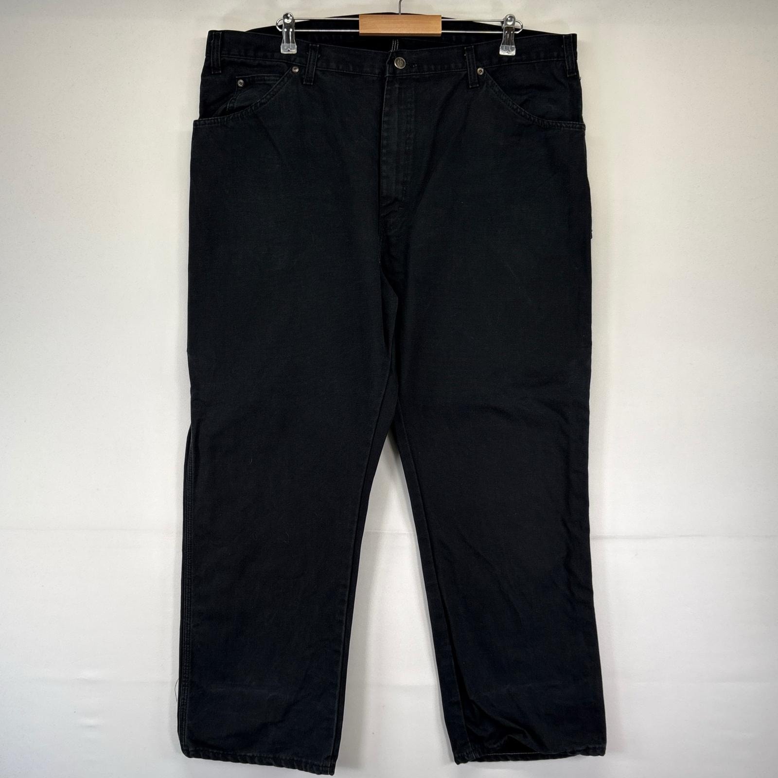 古着 ディッキーズ Dickies パンツ ダック ワーク ペインター 大きいサイズ ワンポイントロゴ W44×L30  ブラック系 メンズ