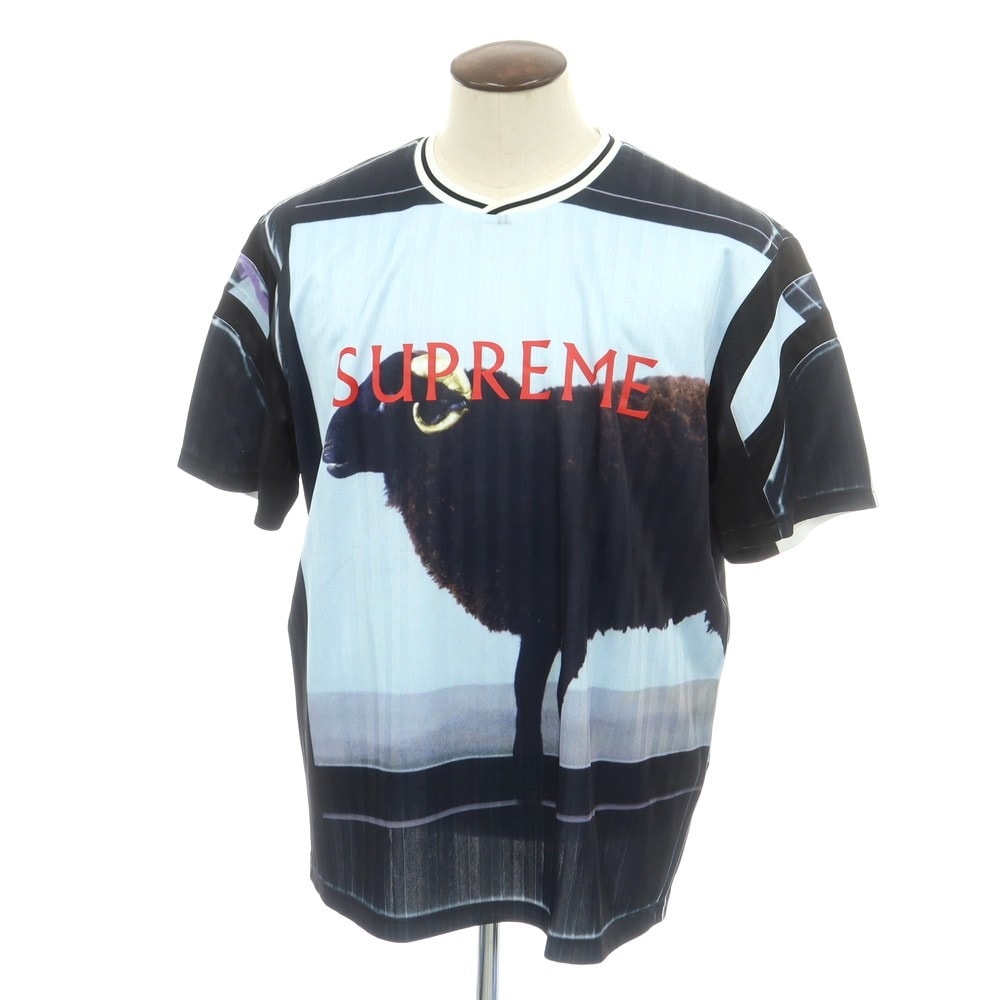 【中古】シュプリーム Supreme 2025年春夏 Damien Hirst Soccer Jersey ポリエステル 半袖Tシャツ ブラック【サイズL】【メンズ】