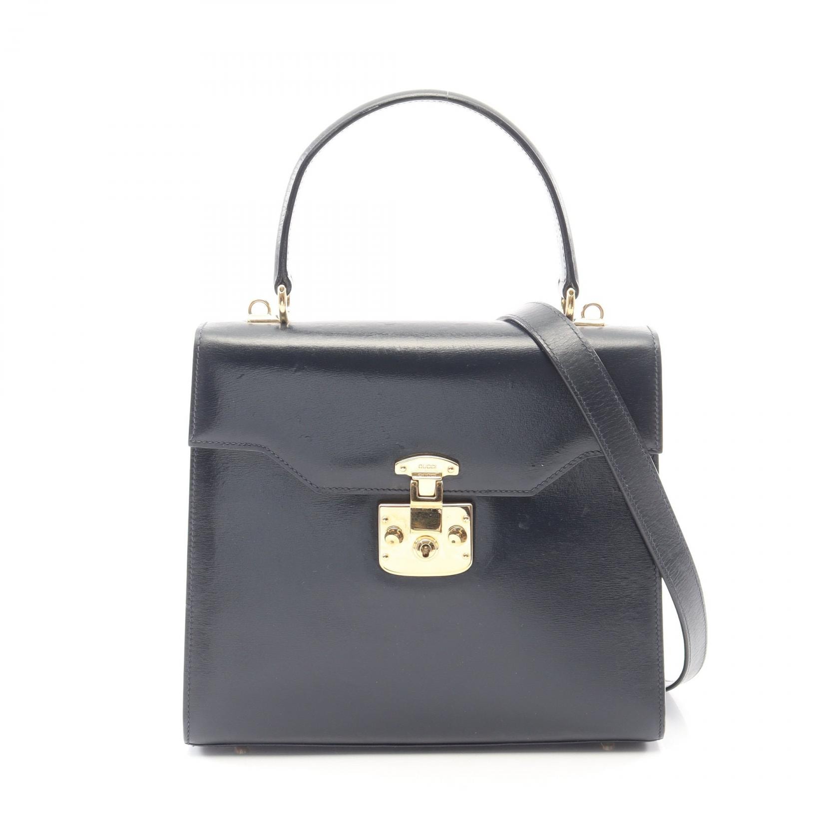 グッチ GUCCI ヴィンテージ レディロック スモール 2WAYハンドバッグ レザー ネイビー 【73550】 グッチ GUCCI ヴィンテージ レディロック スモール 2WAYハンドバッグ