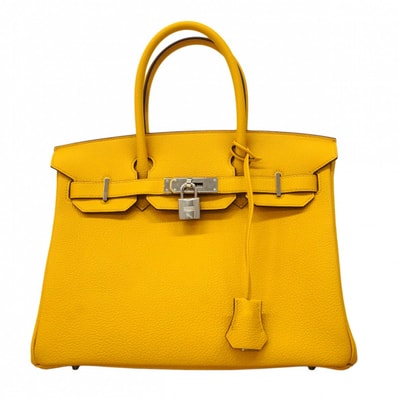 【6da0678-g】エルメス ハンドバッグ バーキン30 トゴ ジョーヌアンブル シルバー金具 B刻印【中古】レディース