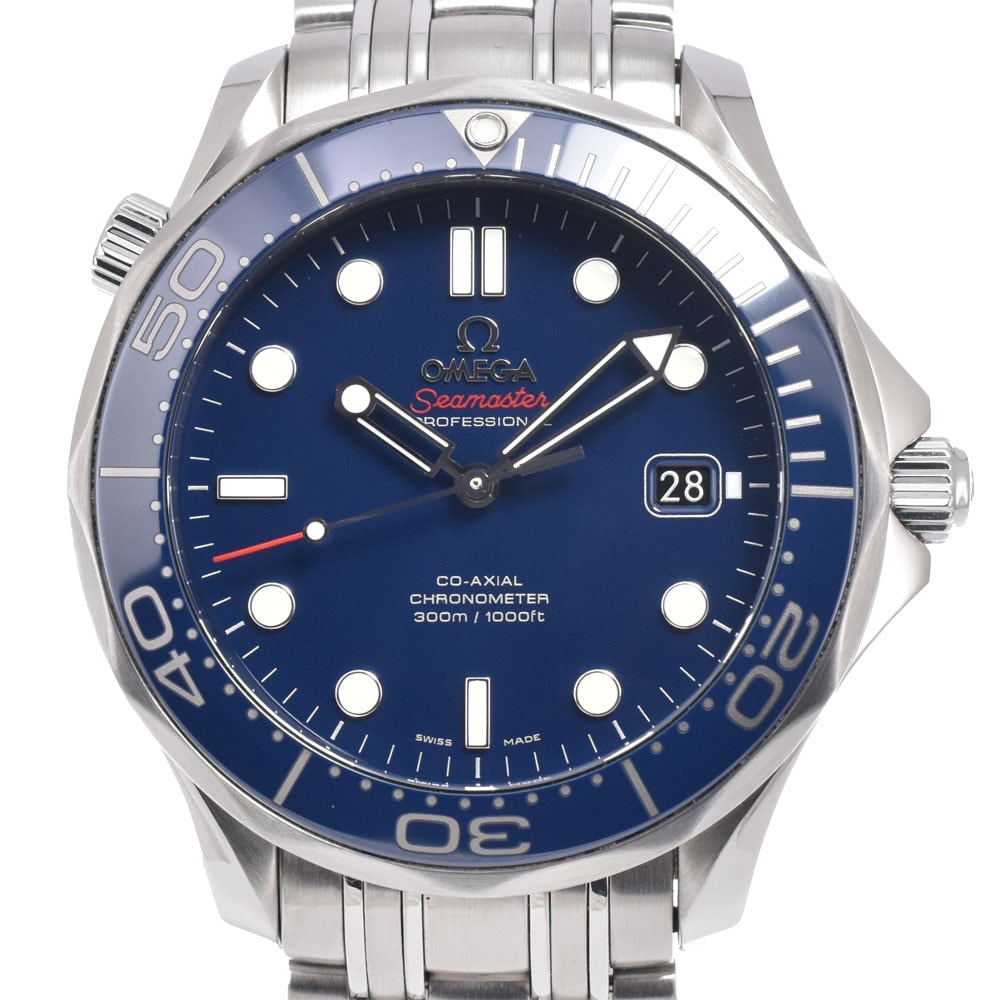 オメガ OMEGA 212.30.41.20.03.001 シーマスター ダイバー 300m デイト CO-AXIAL ブルー 自動巻き メンズ 美品 保証書付き 腕時計 L#151039