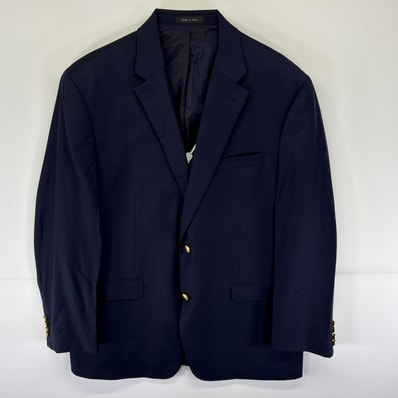 古着 ローレンラルフローレン LaurenRalphLauren テーラードジャケット ブレザー スーツ 金ボタン 濃紺 44R ネイビー メンズ