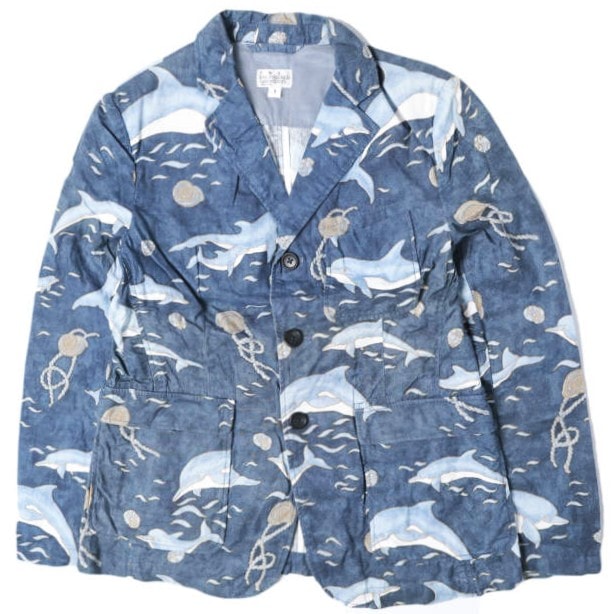 FWK by ENGINEERED GARMENTS エフダブリューケー エンジニアードガーメンツ 16SS Baker Jacket - Dolphin Print ドルフィンプリント ベイカージャケット 1 NAVY テーラード 3B 定価51,700円