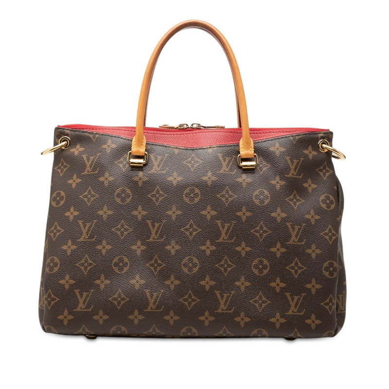 ルイ ヴィトン モノグラム パラス ハンドバッグ M41175 スリーズ レッド ブラウン PVC レザー レディース LOUIS VUITTON 中古