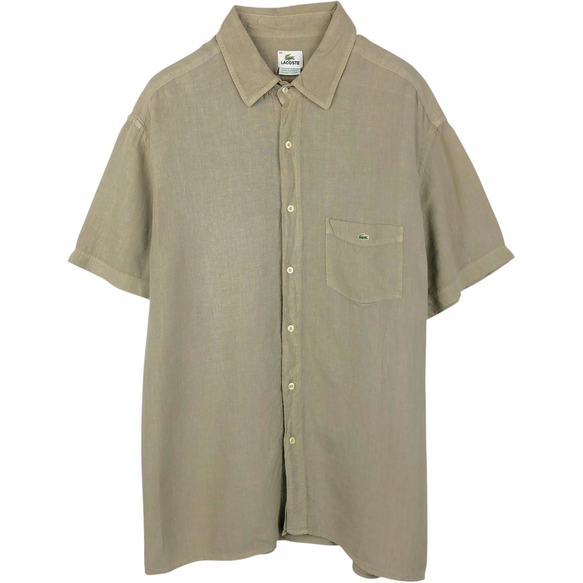 古着 ラコステ LACOSTE REGULAR FIT フランス企画 半袖 リネンシャツ ボックスシャツ メンズXL相当/eaa655812