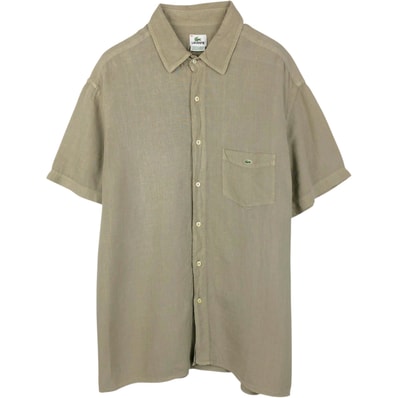 古着 ラコステ LACOSTE REGULAR FIT フランス企画 半袖 リネンシャツ ボックスシャツ メンズXL相当/eaa655812