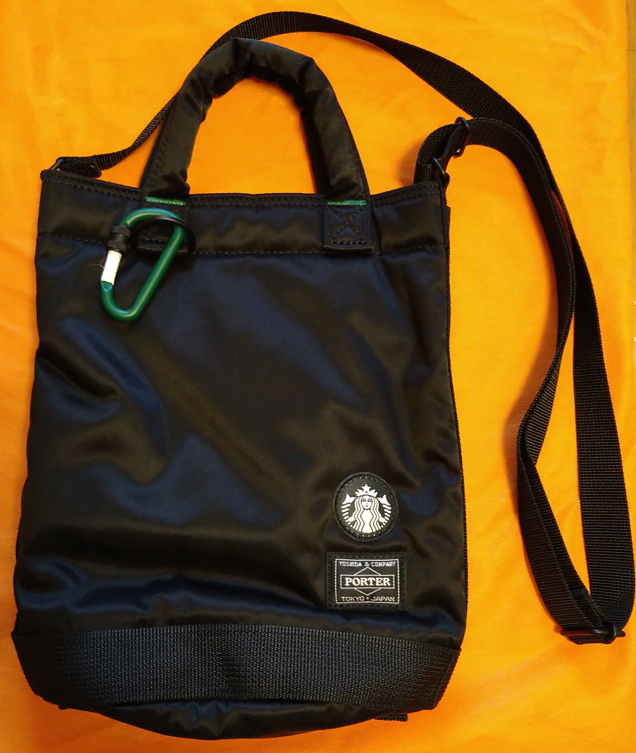 PORTER x STARBUCKS Coffee Bean Shape Drum Bag S "Black"