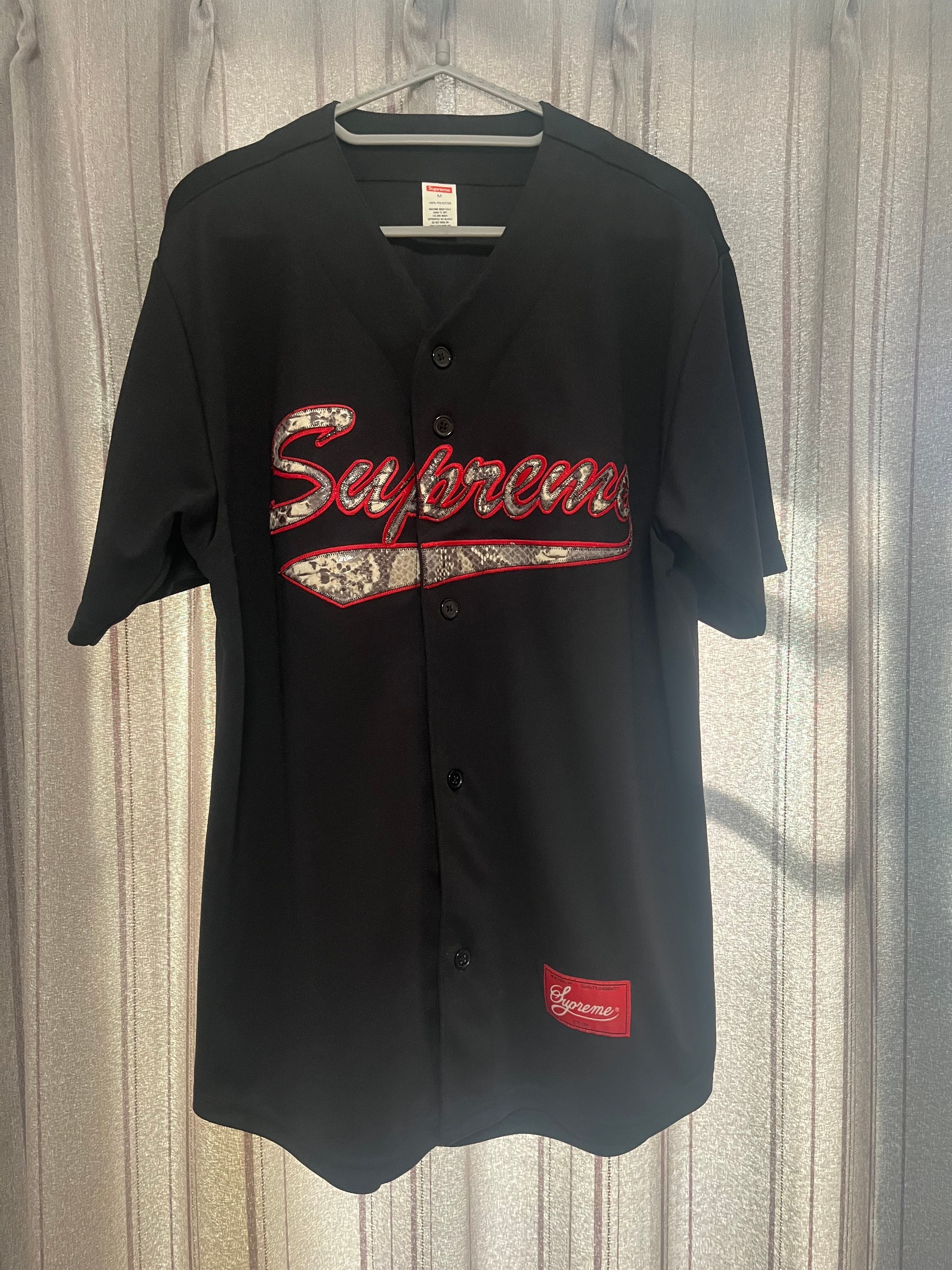 Supreme Snake Script Logo Baseball Jersey "Black"
