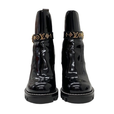 ルイヴィトン LOUIS VUITTON スタートレイルライン ブーツ ショートブーツ アンクルブーツ モノグラムスタッズ ベルト ブラック