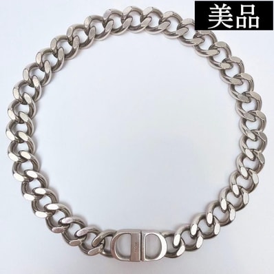 【美品】DIOR ディオール CD ICON チェーンリンク ネックレス 喜平 シルバー アクセサリー