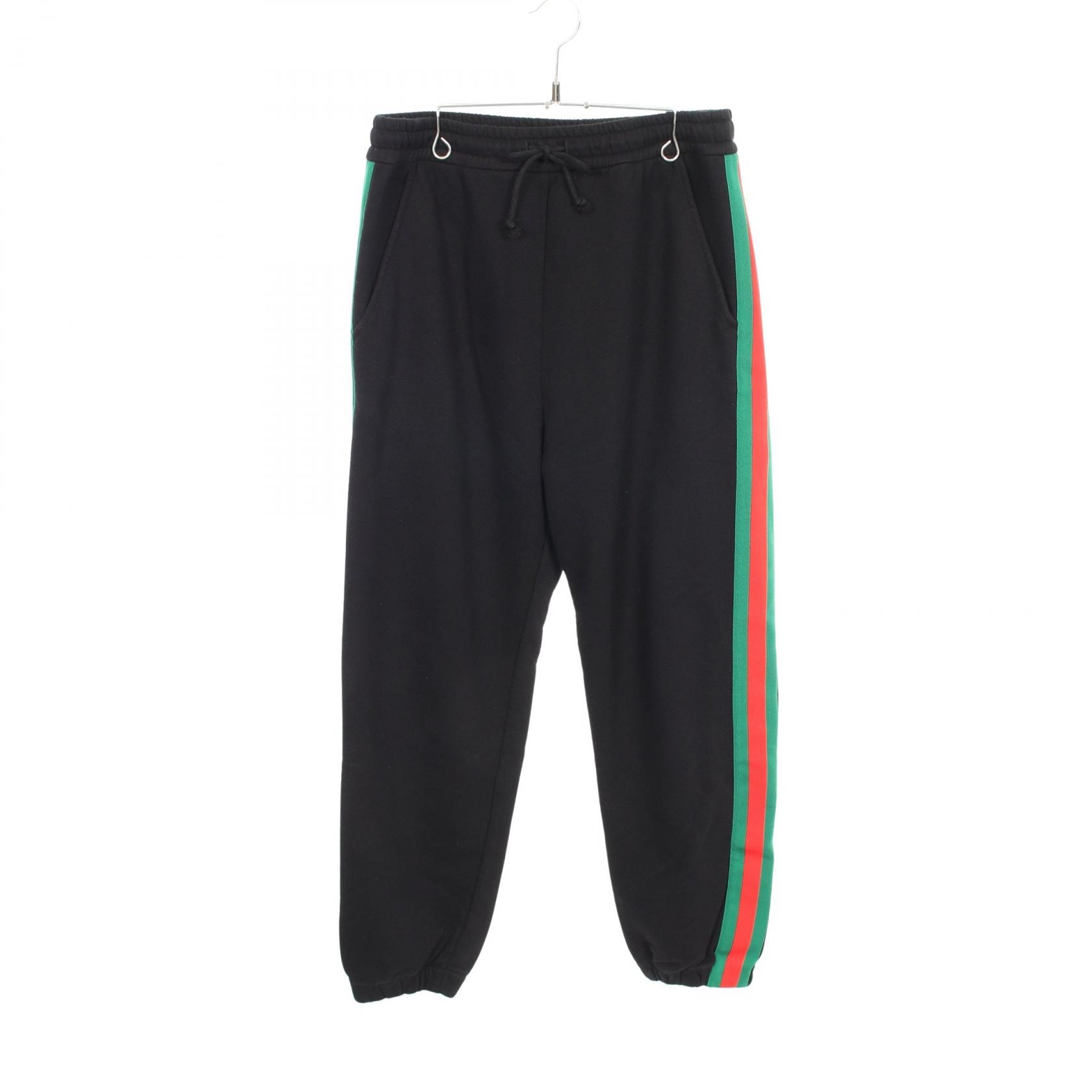 グッチ GUCCI GUCCI × North Face ウェブストライプ パンツ 衣料品 ボトムス コットン メンズ ブラック系 / グリーン系 / レッド系 【中古】