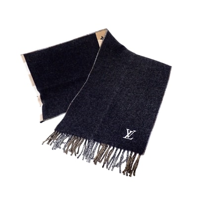 LOUIS VUITTON ルイ・ヴィトン エシャルプ・モノグラム チェックブロック M76589 ウール×カシミヤ ユニセックス グレー レディース マフラー
LV