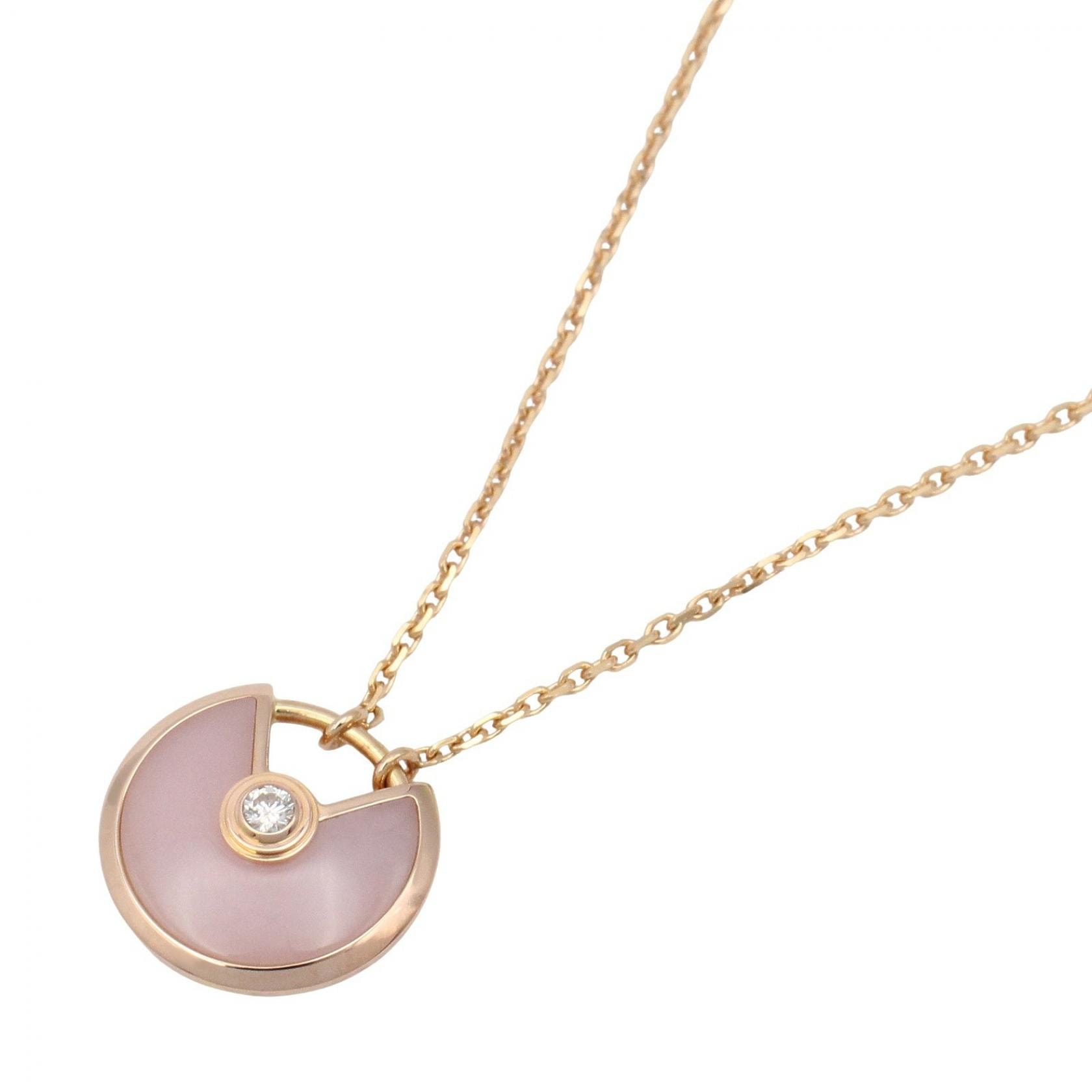 カルティエ CARTIER アミュレット ピンクオパール ネックレス ネックレス ジュエリー K18PG(ピンクゴールド) ダイヤモンド ピンクオパール レディース ピンク系 / クリア系 / ゴールド系 【中古】