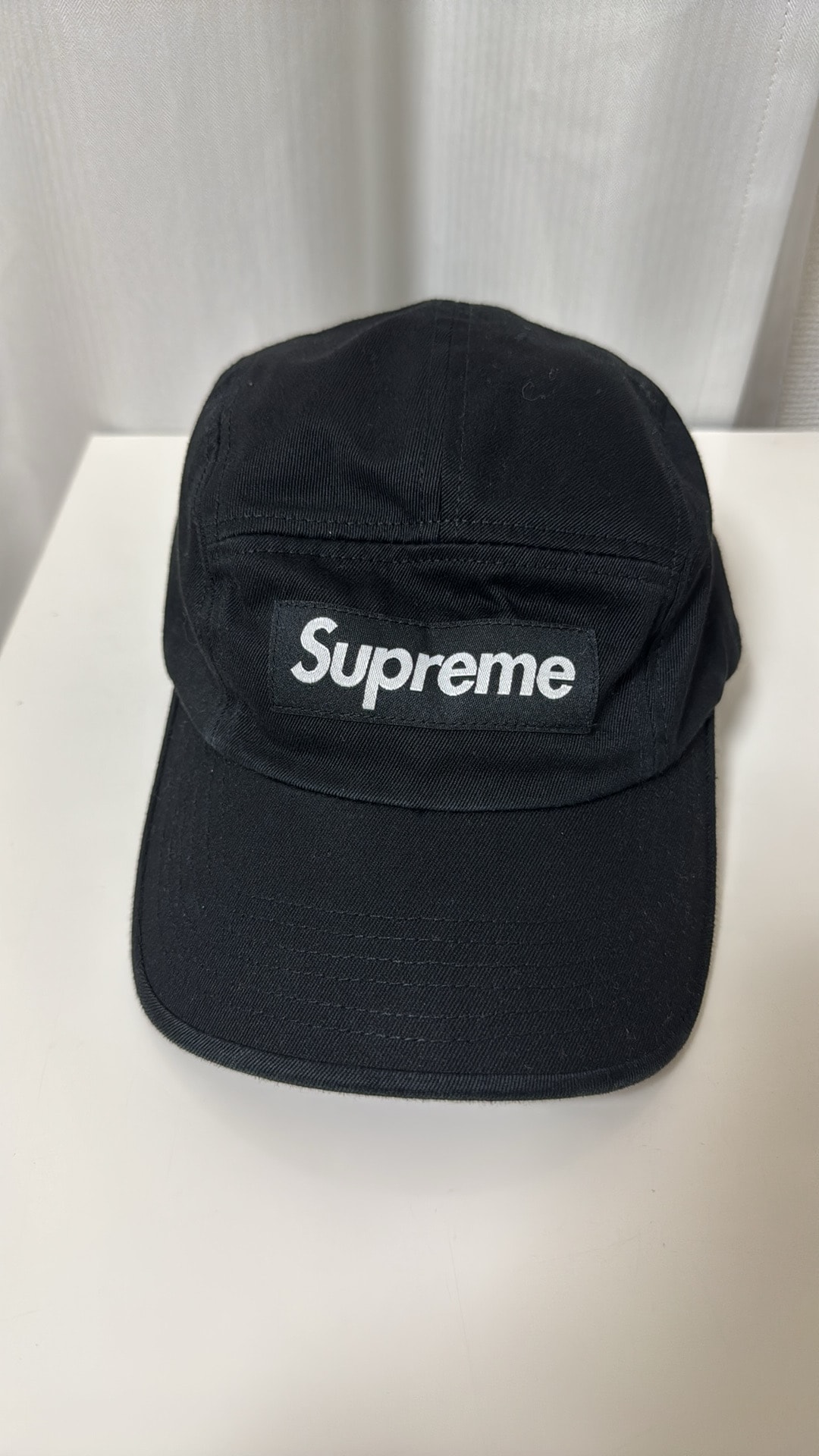 Supreme Washed Chino Twill Camp Cap "Black"(22SS)