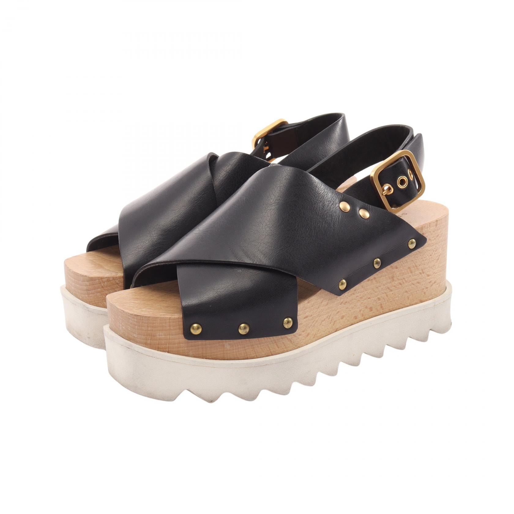 ステラマッカートニー Stella McCartney エリス プラットフォーム サンダル 靴 フェイクレザー レディース ブラック系 【中古】