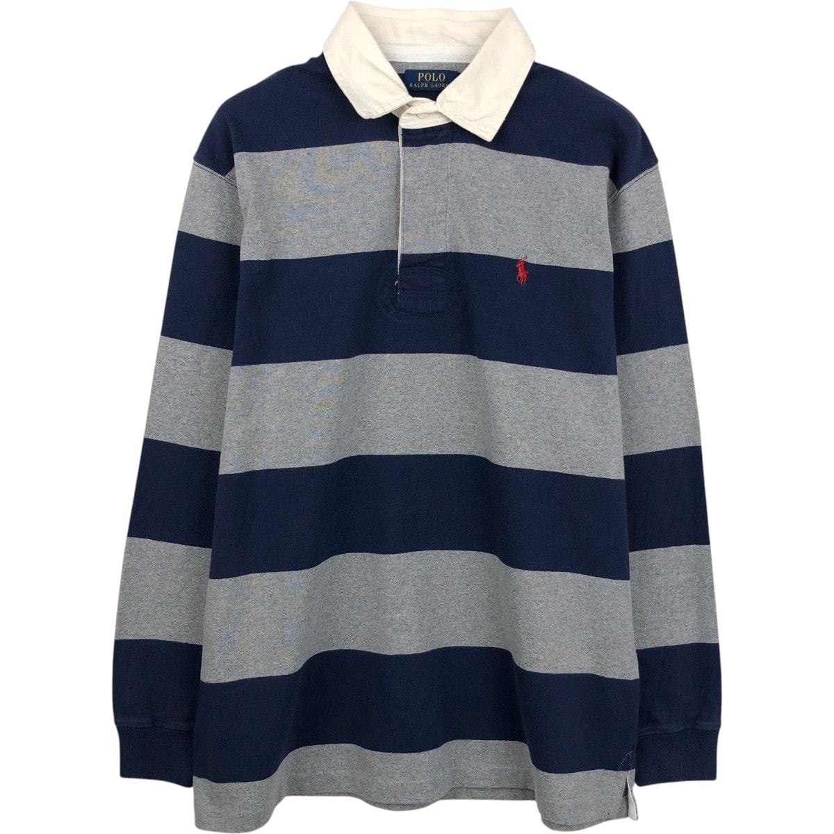 古着 ラルフローレン Ralph Lauren POLO RALPH LAUREN ボーダー柄 長袖 ラガーシャツ メンズL相当/eaa650997