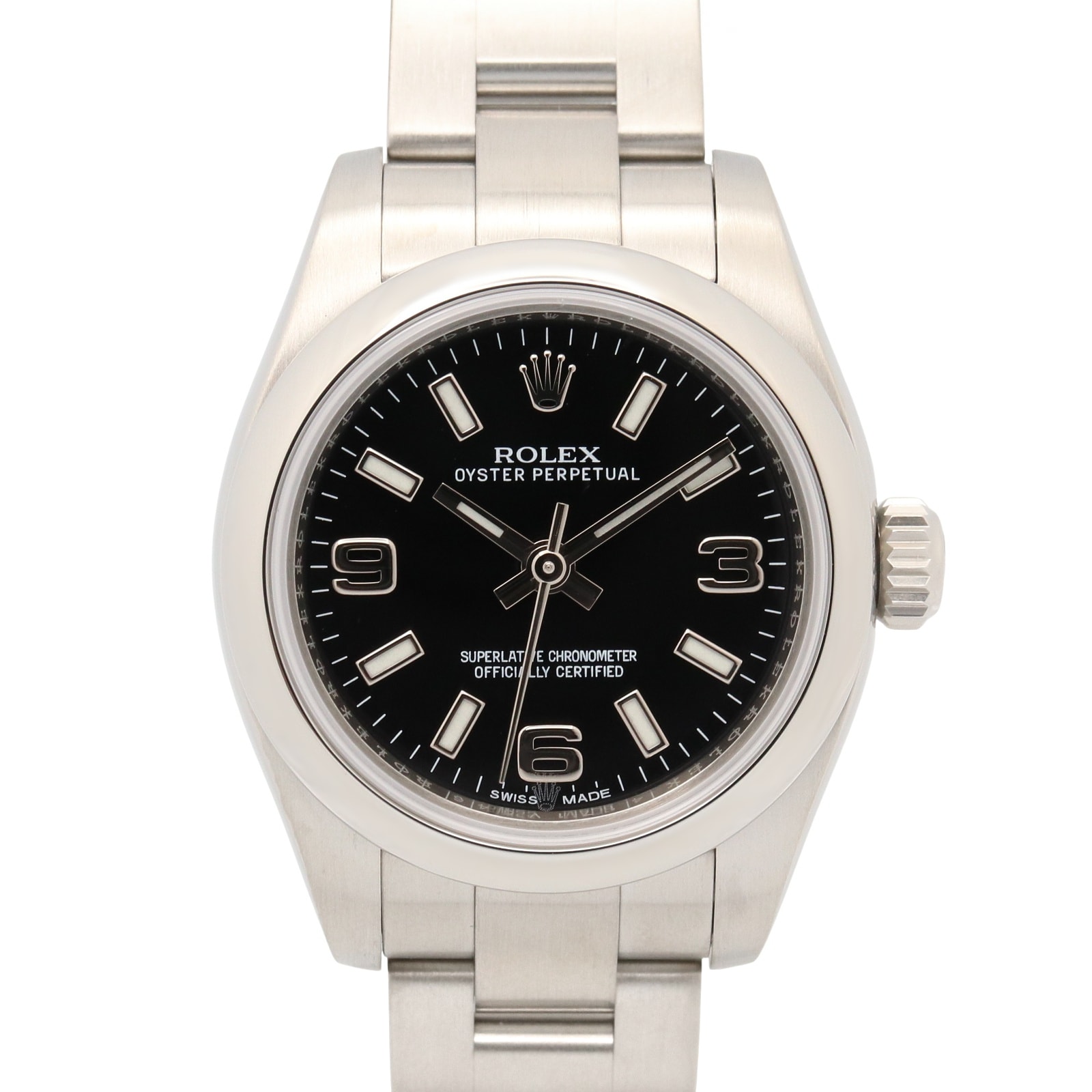 ロレックス ROLEX オイスター パーペチュアル ランダム番 腕時計 時計 ステンレススチール レディース ブラック系 369文字盤 176200 【中古】