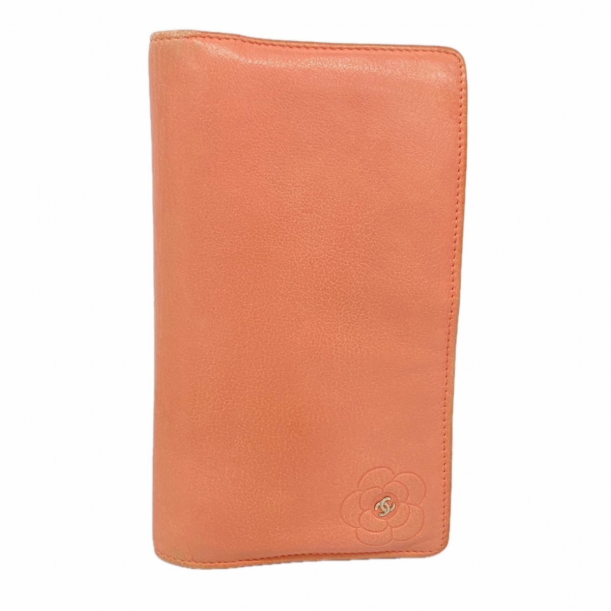 ★最終価格【6cd5564-k】シャネル 長財布 カメリア レザー ピンク シルバー金具【中古】レディース