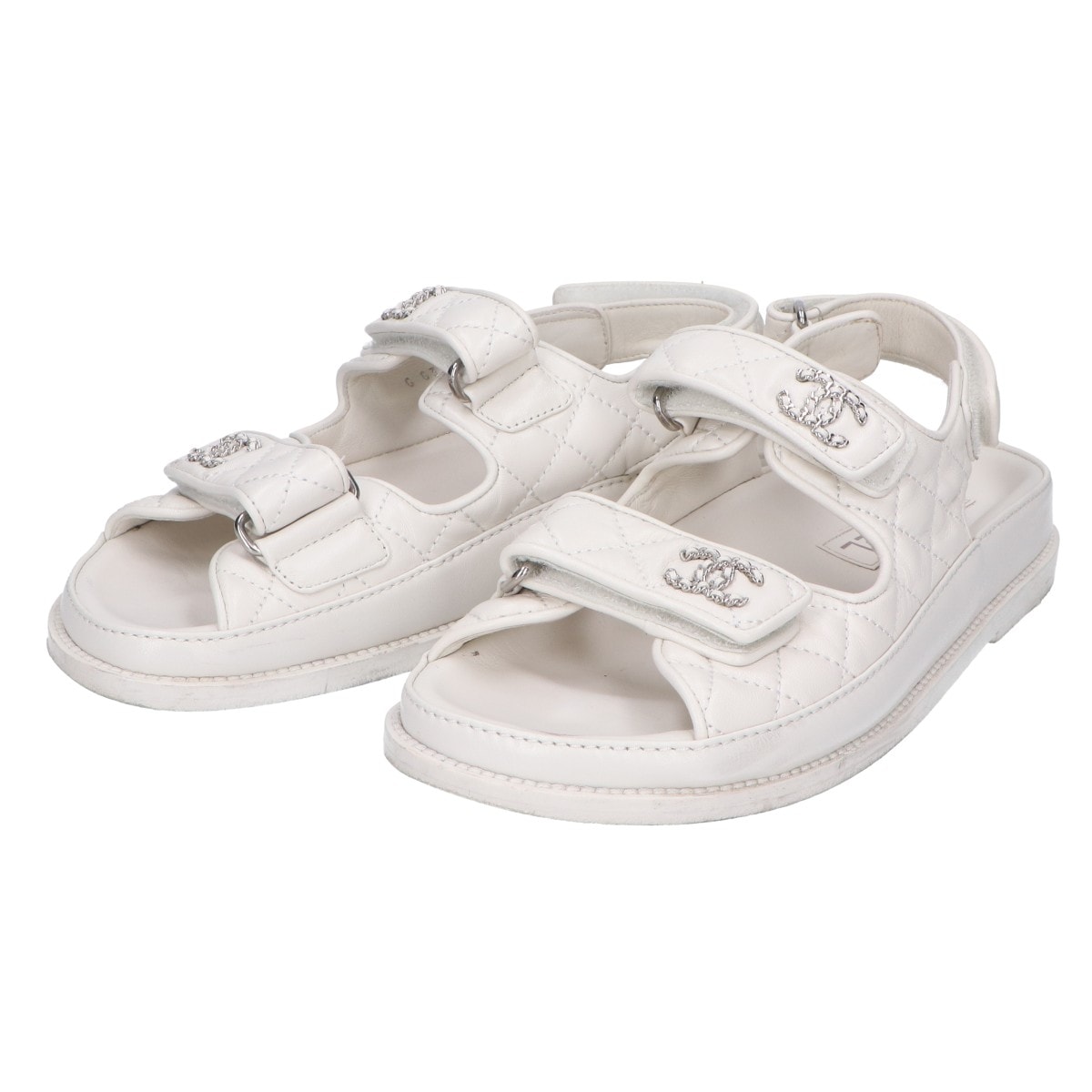 シャネル G35927 ココマーク キルティング サンダル/ 37