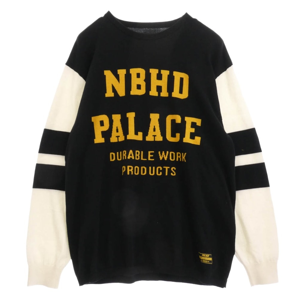 NEIGHBORHOOD ネイバーフッド ニット 25AW × PALACE KNITTED MOTO TOP パレス ニット モト トップ モトニット セーター ブラック系 オフホワイト系 イエロー系 XL【中古】