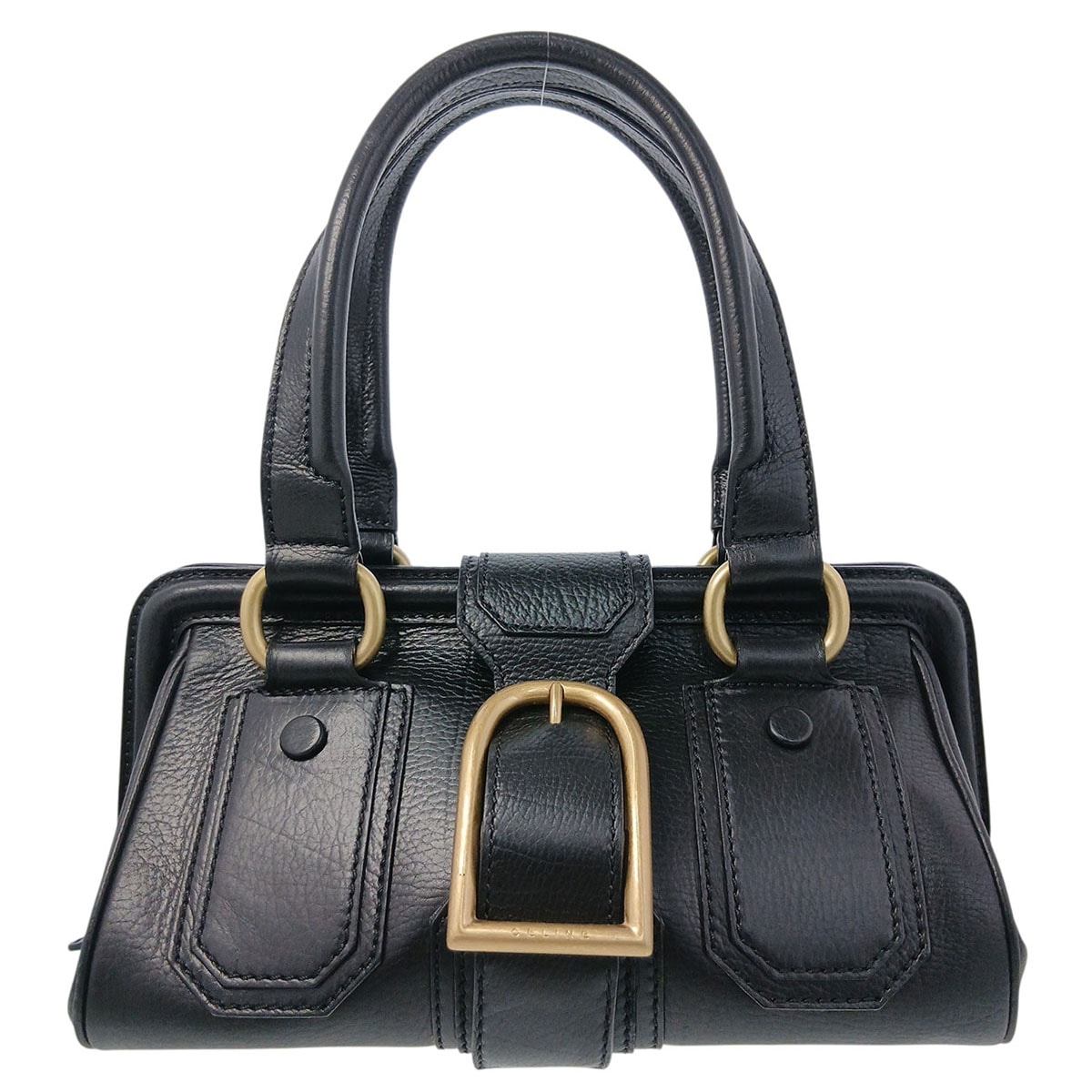 CELINE セリーヌ ドクターズバッグ ハンドバッグ レザー ブラック レディース【中古】