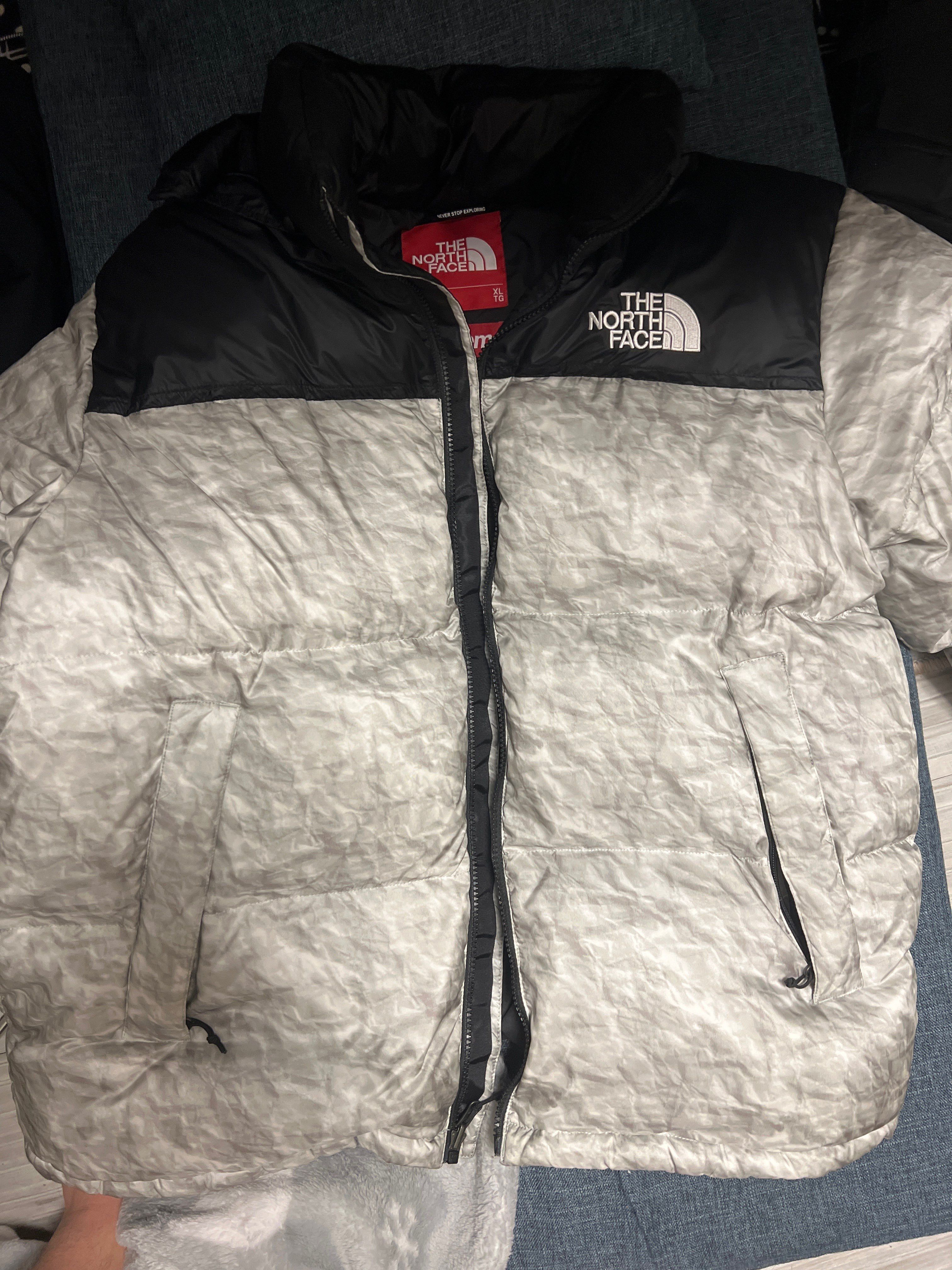 Supreme x The North Face Nuptse Jacket "White Paper Print"