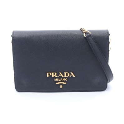 プラダ PRADA ショルダーバッグ バッグ レザー レディース ブラック系 【中古】