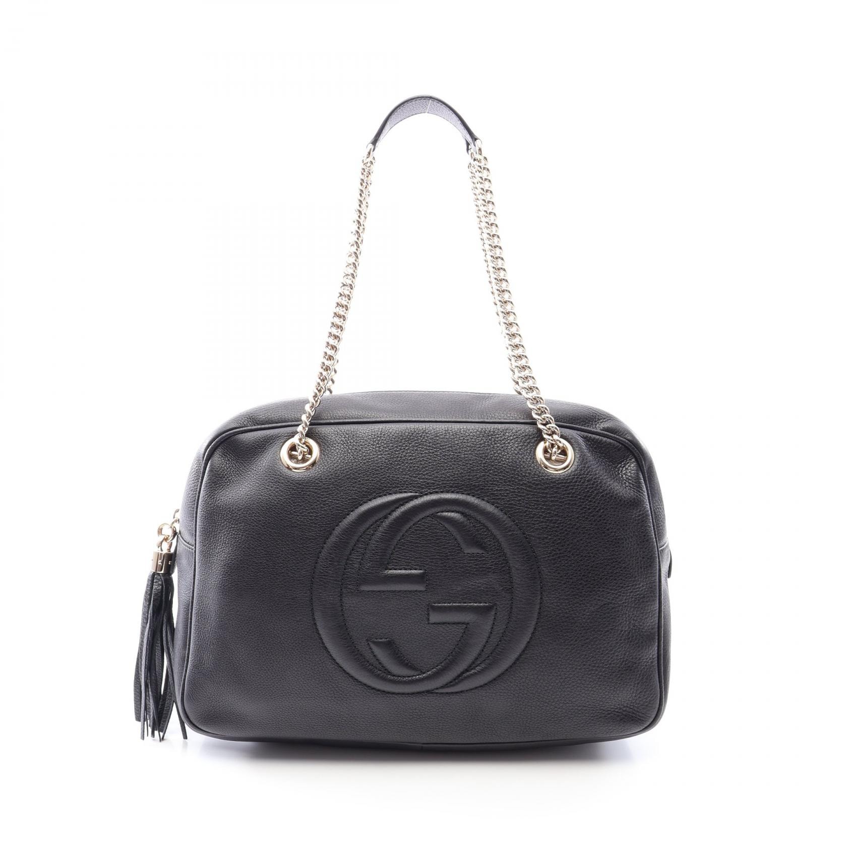 グッチ GUCCI ソーホー インターロッキングG ショルダーバッグ バッグ レザー レディース ブラック系 353126 【中古】