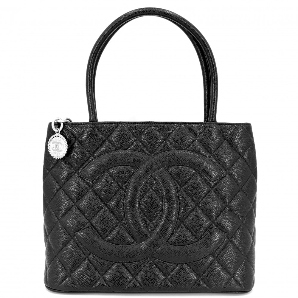 CHANEL シャネル ハンドバッグ マトラッセ 復刻トート トートバッグ ココマーク 肩掛け  キャビアスキン   ブラック 黒 シルバー金具 レディース【中古品】