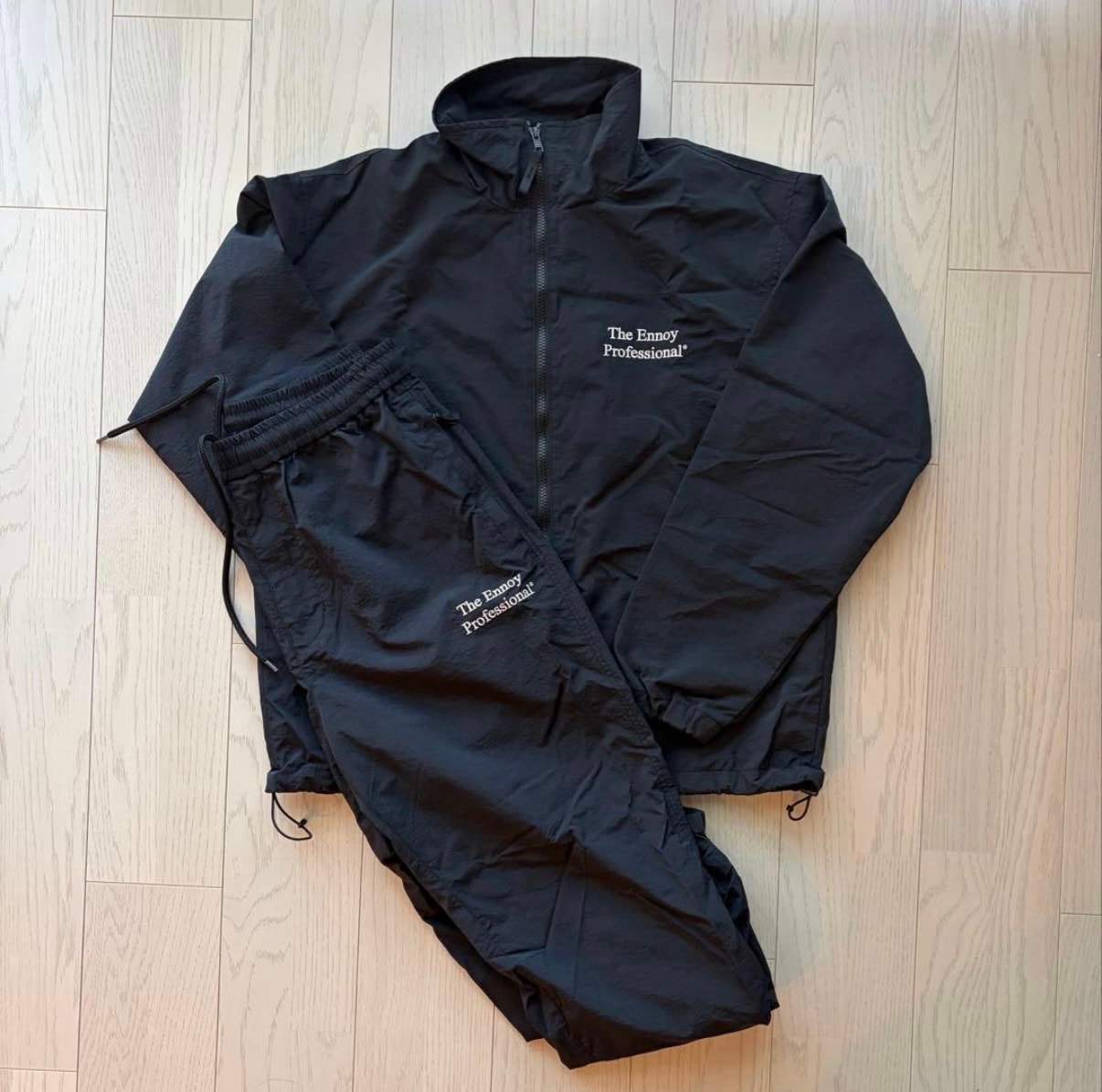 ENNOY 23AW Stylistshibutsu Nylon Track Suit Set Up Black × White AW23BRENJK02LP / AW23BRENPT04LP