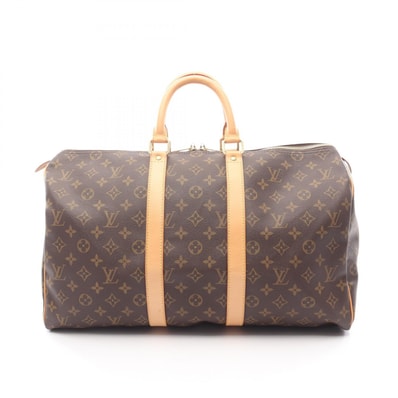 ルイ・ヴィトン LOUIS VUITTON キーポル45 モノグラム ボストンバッグ バッグ PVCコーティングキャンバス レザー メンズ レディース ブラウン系 M41428 【中古】