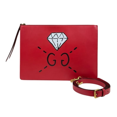 グッチ ゴースト ショルダーバッグ レザー 429004 レッド ユニセックス GUCCI 中古