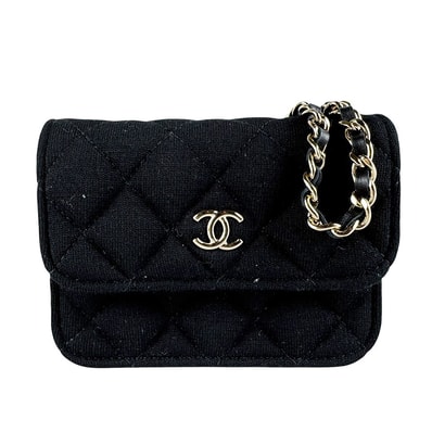 シャネル CHANEL ショルダーバッグ ミニミニマトラッセ コットン/レザー ブラック レディース【中古】 z10240