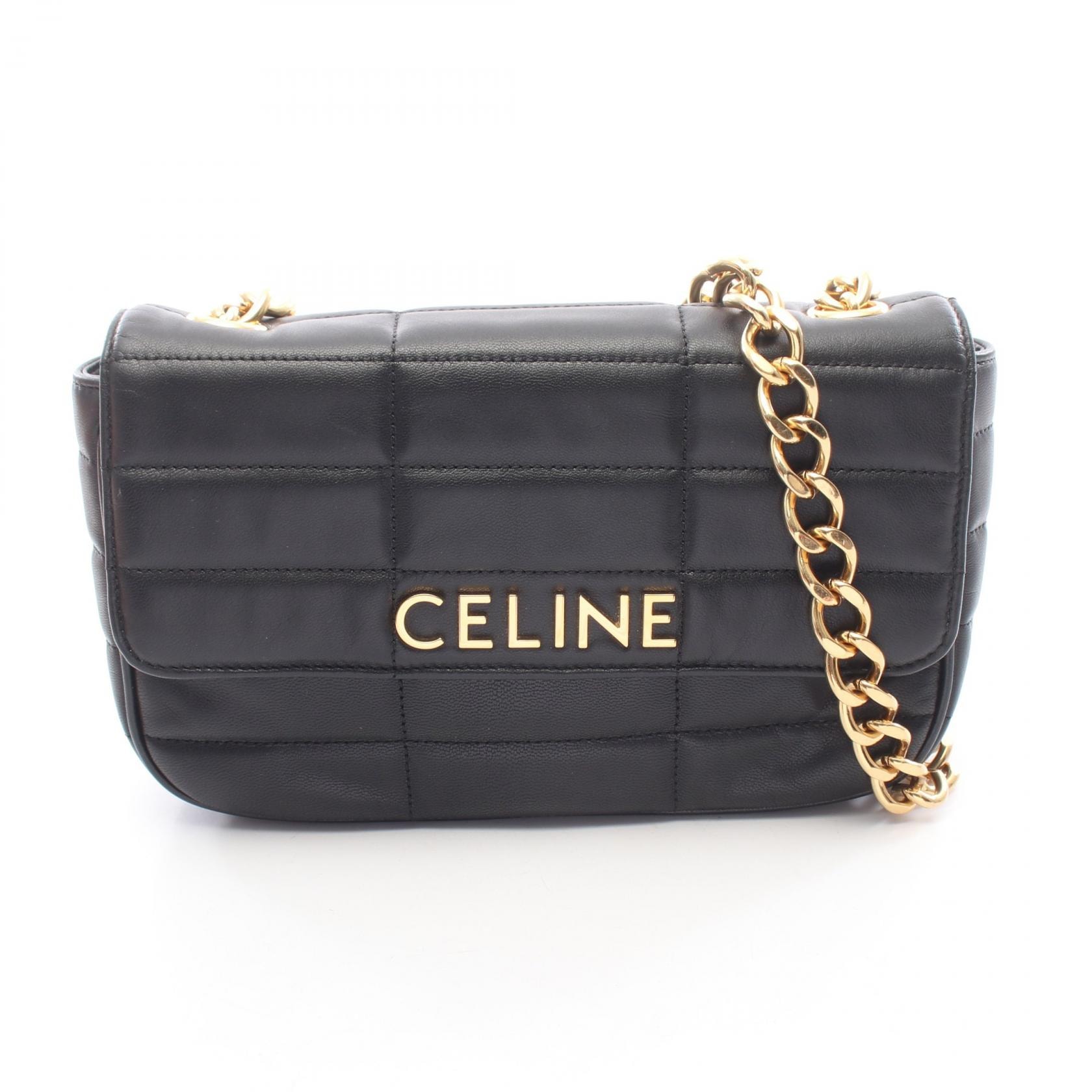 セリーヌ CELINE モノクローム ショルダーバッグ バッグ レザー レディース ブラック系 【中古】