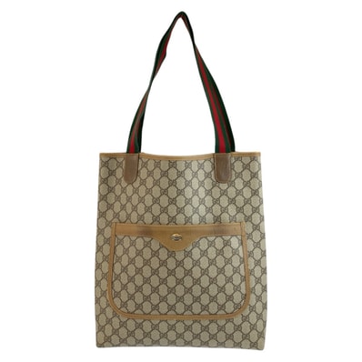美品 GUCCI グッチ ヴィンテージ シェリーライン ベージュ GGスプリームキャンバス トートバッグ ショルダーバッグ 604240 【中古】