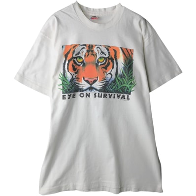 古着 フルーツオブザルーム FRUIT OF THE LOOM 虎柄 タイガー柄 アニマルTシャツ USA製 メンズL相当/eaa641712