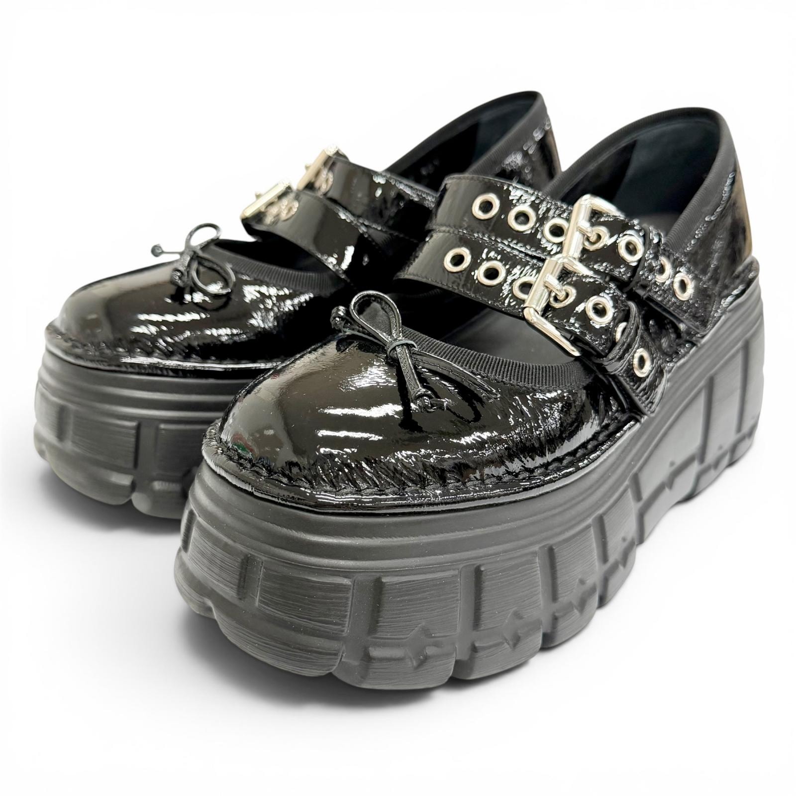 極美品 ミュウミュウ ローファー ナプラックフラットフォームバレリーナ 35.5