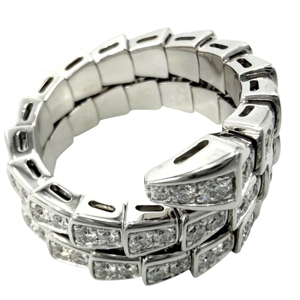 BVLGARI ブルガリ 指輪 セルペンティ ヴァイパー ジュエリー アクセサリー リング フルパヴェ Au750 18金WG Mサイズ K18ホワイトゴールド    ダイヤモンド 約10.5号 シルバー レディース 約11.3g 美品【中古品】