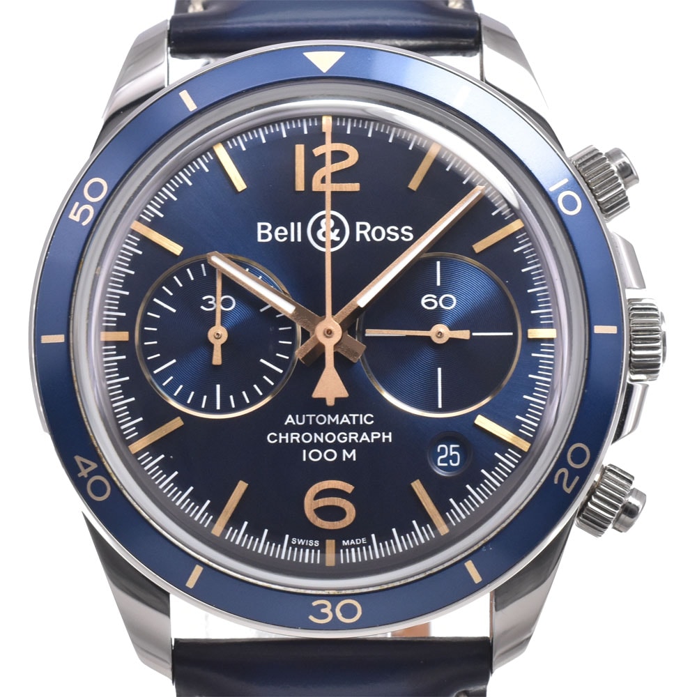 ベル&ロス Bell&Ross BRV2-94 ヴィンテージ AERONAVALE ブルー 自動巻き メンズ 美品 保証書付き 腕時計 M#151184